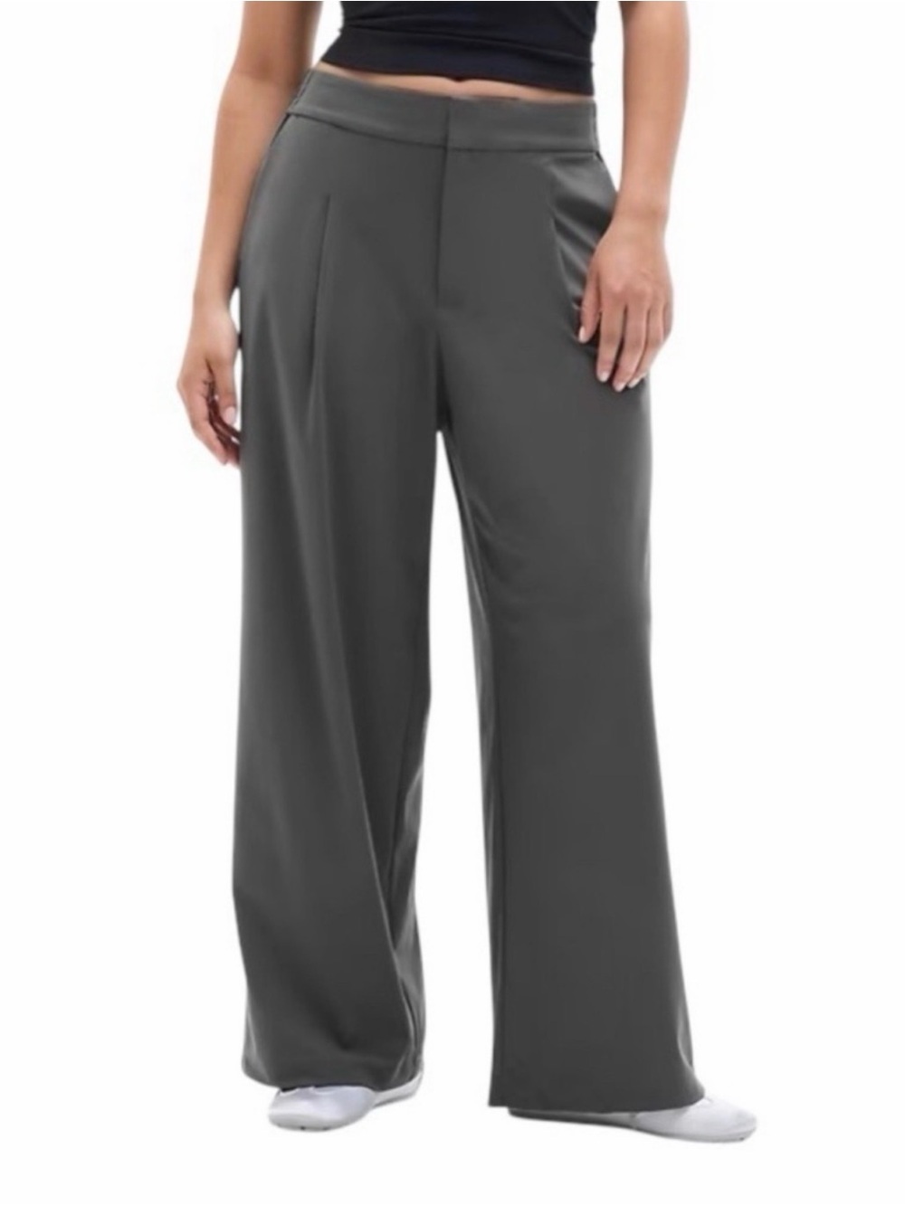 Athleta Pinnacle High rise Trouser in Grey Shadow Wide Leg size 4P
